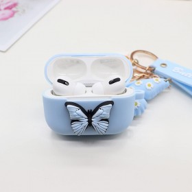 Silikon Airpod Hülle PVC Factory Schutzhülle aus weichem Silikon mit Schmetterling, Hellblau